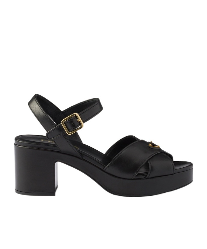 Prada Nappa Leather Platform Sandals In Black