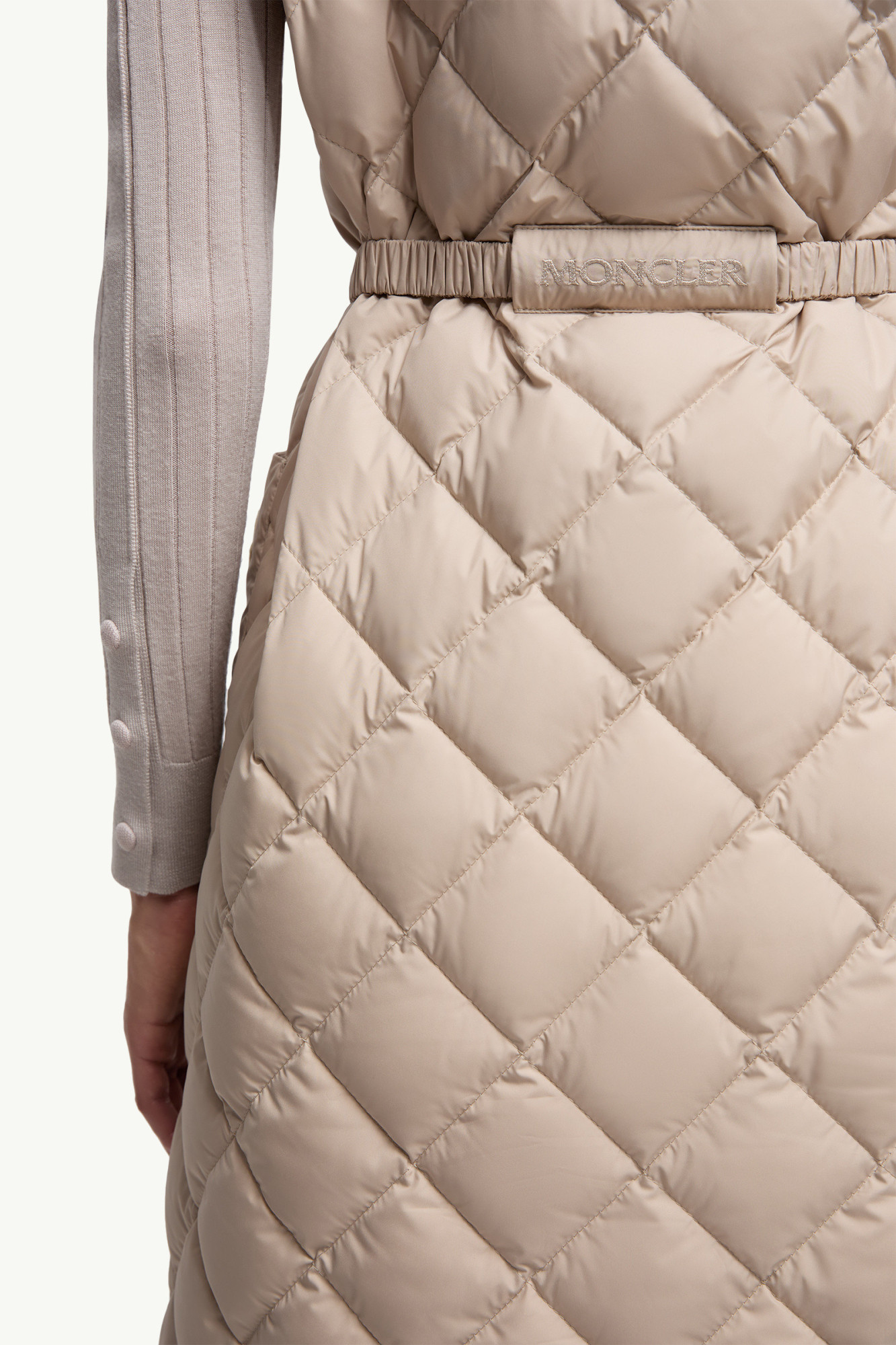 Moncler Butor Diamond-quilted Long Down Gilet In Neutral