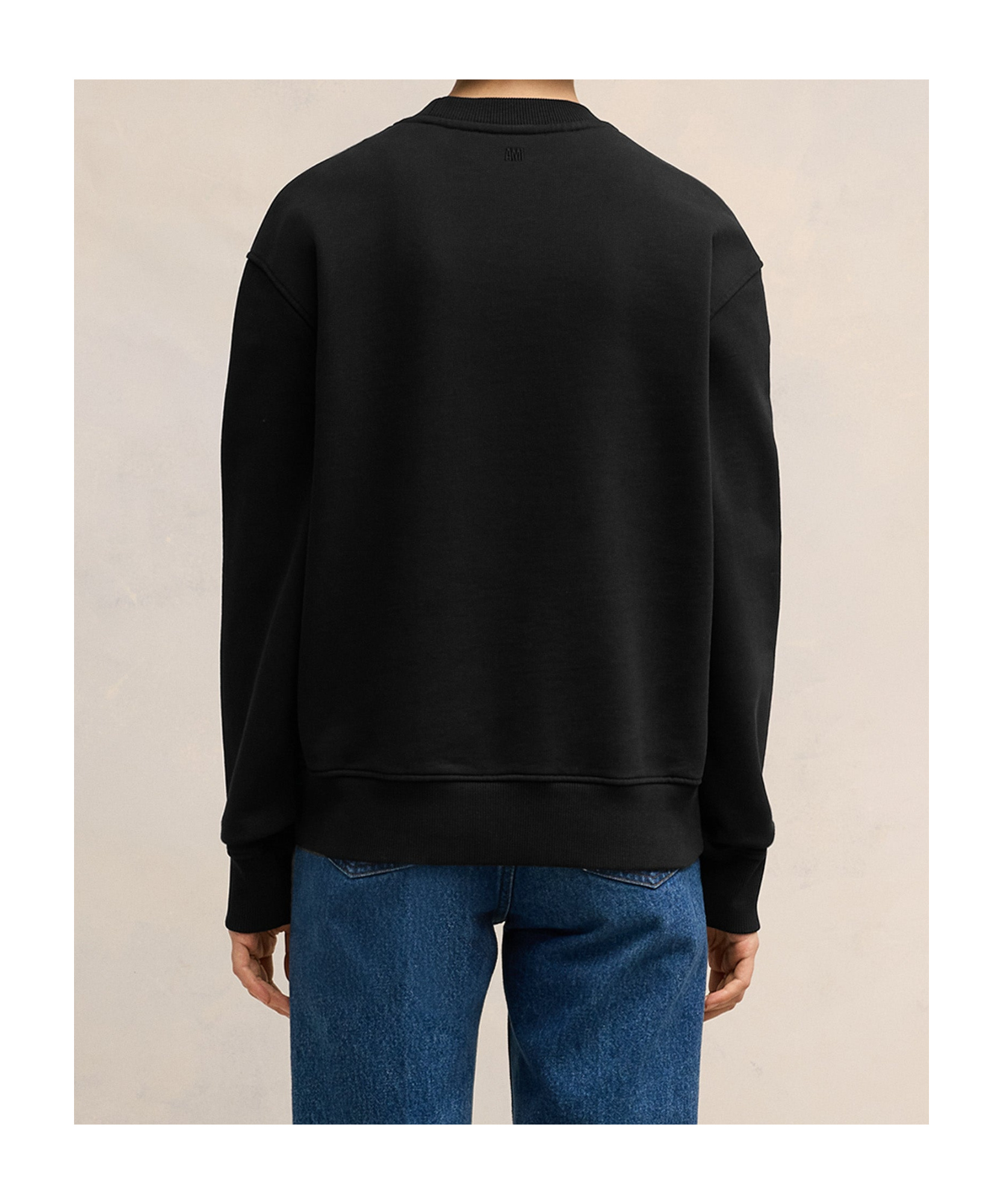 Ami Alexandre Mattiussi Crewneck Heart-embroidered Wool Sweater In Blue