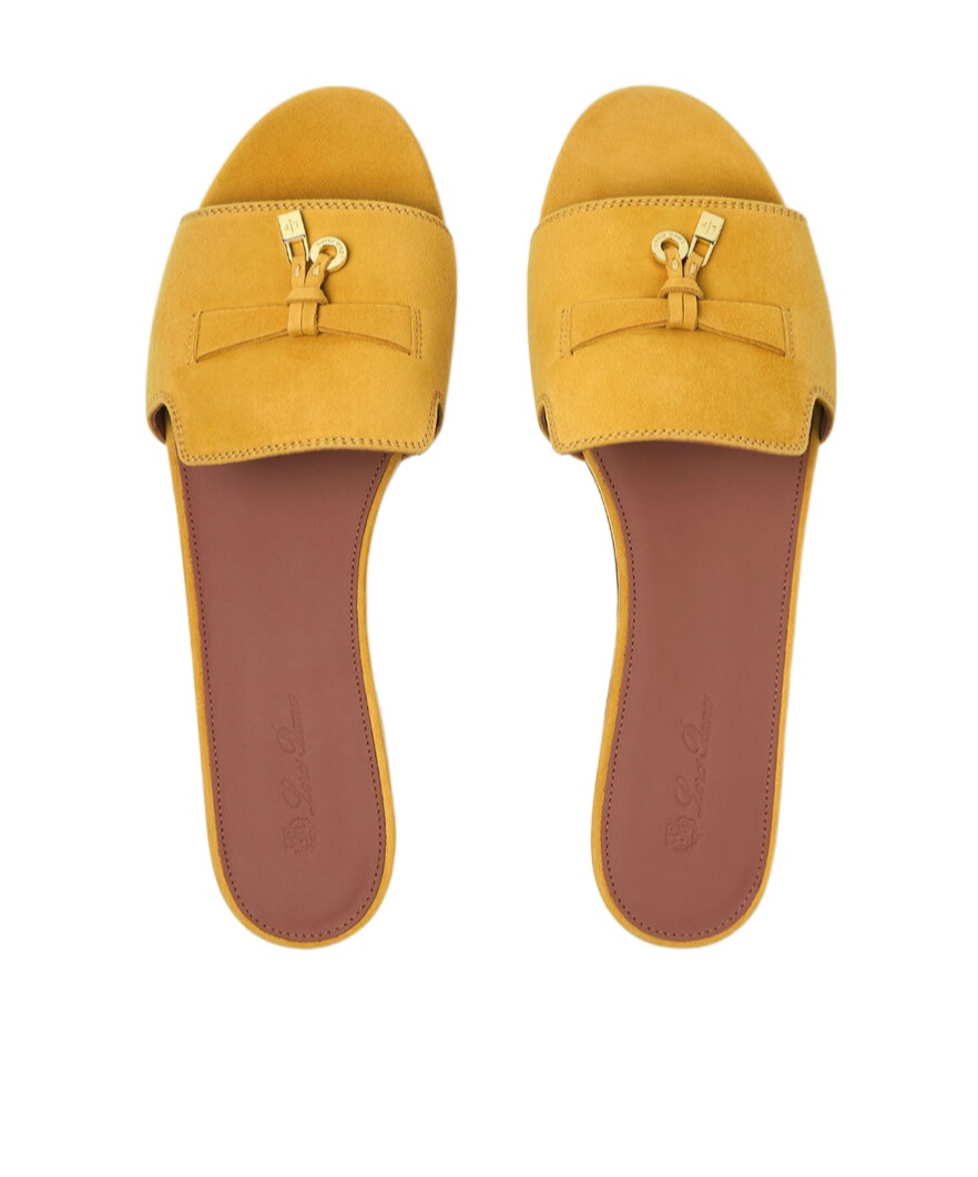 Shop Loro Piana Round Head Slippers In Yellow