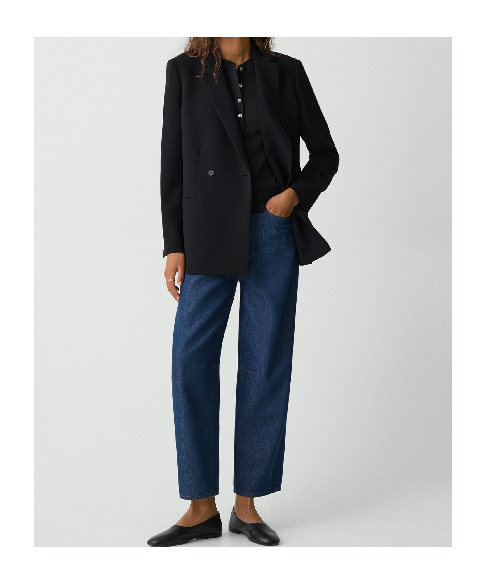 Theory Double-breasted Blazer In Black