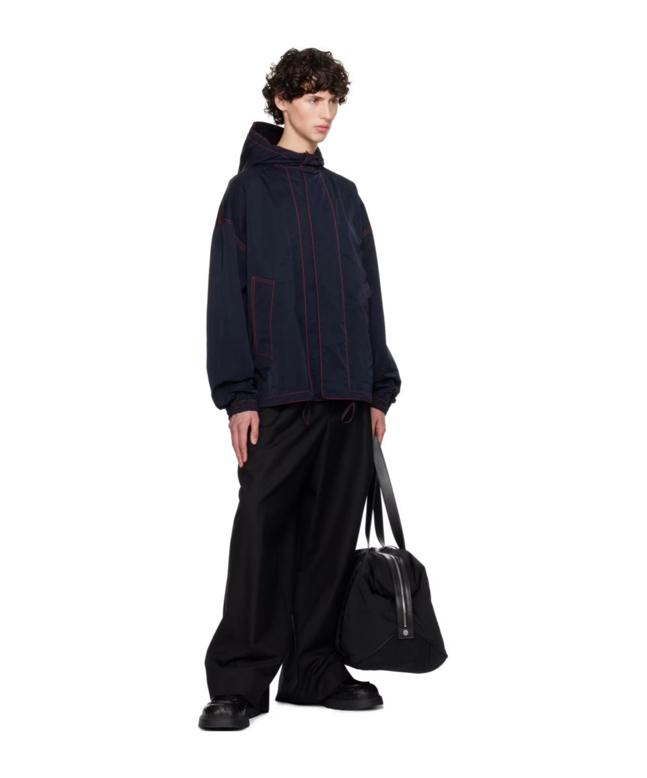 Bottega Veneta Drawstring Hood Casual Jacket In Black