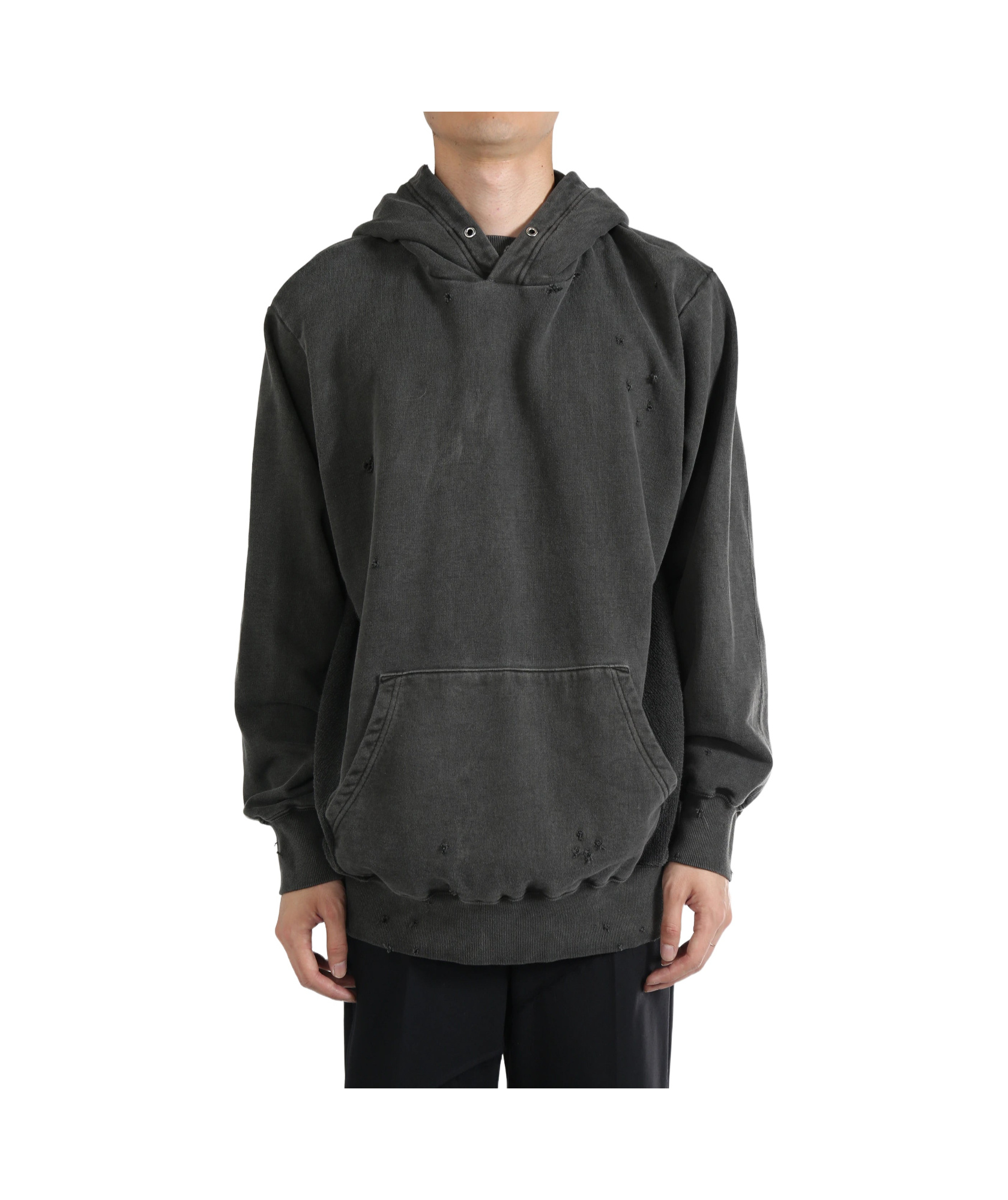 Undercover Gray Distressed Hoodie In Black