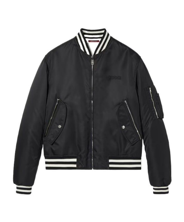 Gucci Reversible Nylon Bomber Jacket In Black
