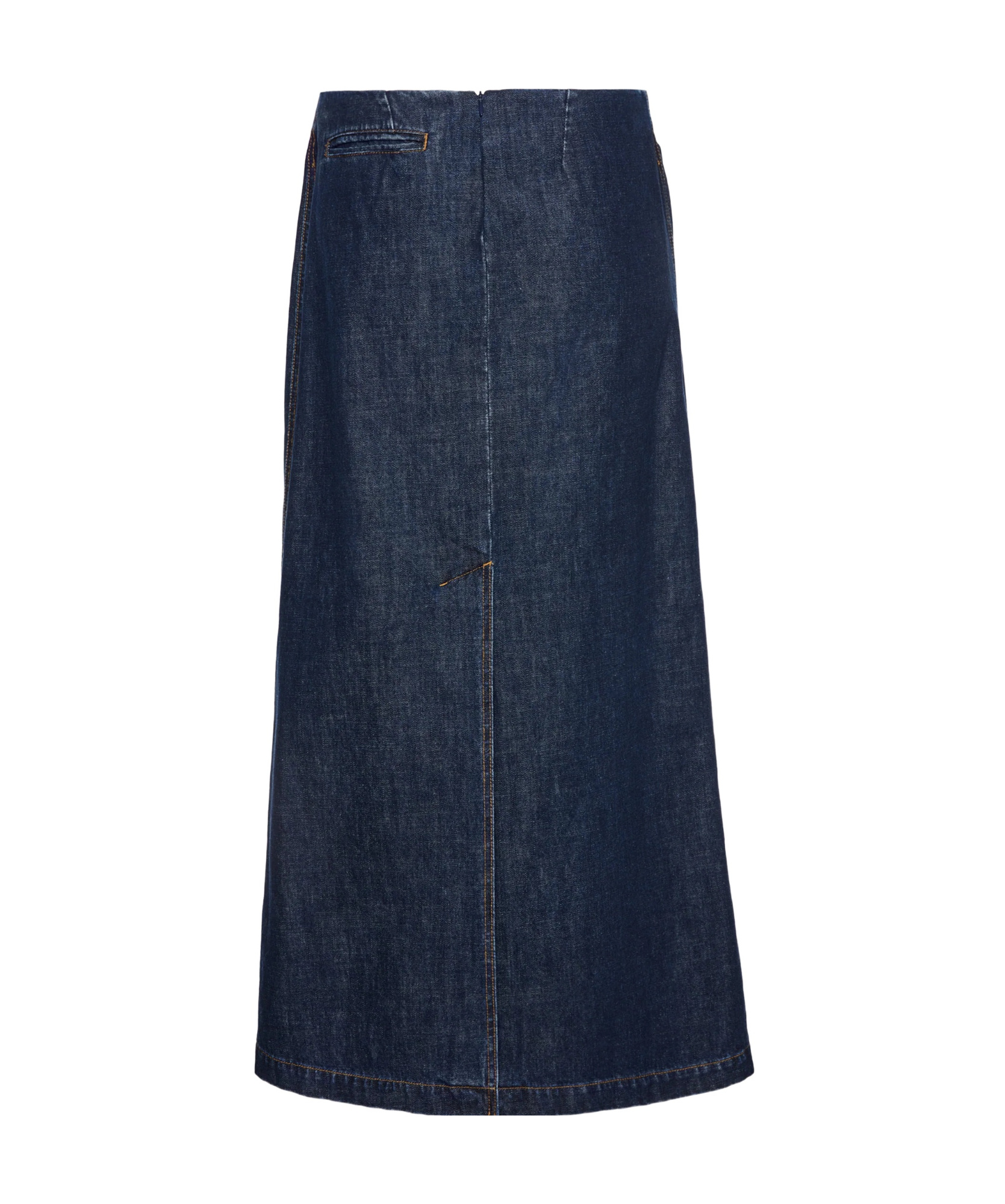 Magda Butrym Denim Draped Midi Skirt In Navy Blue In Blue