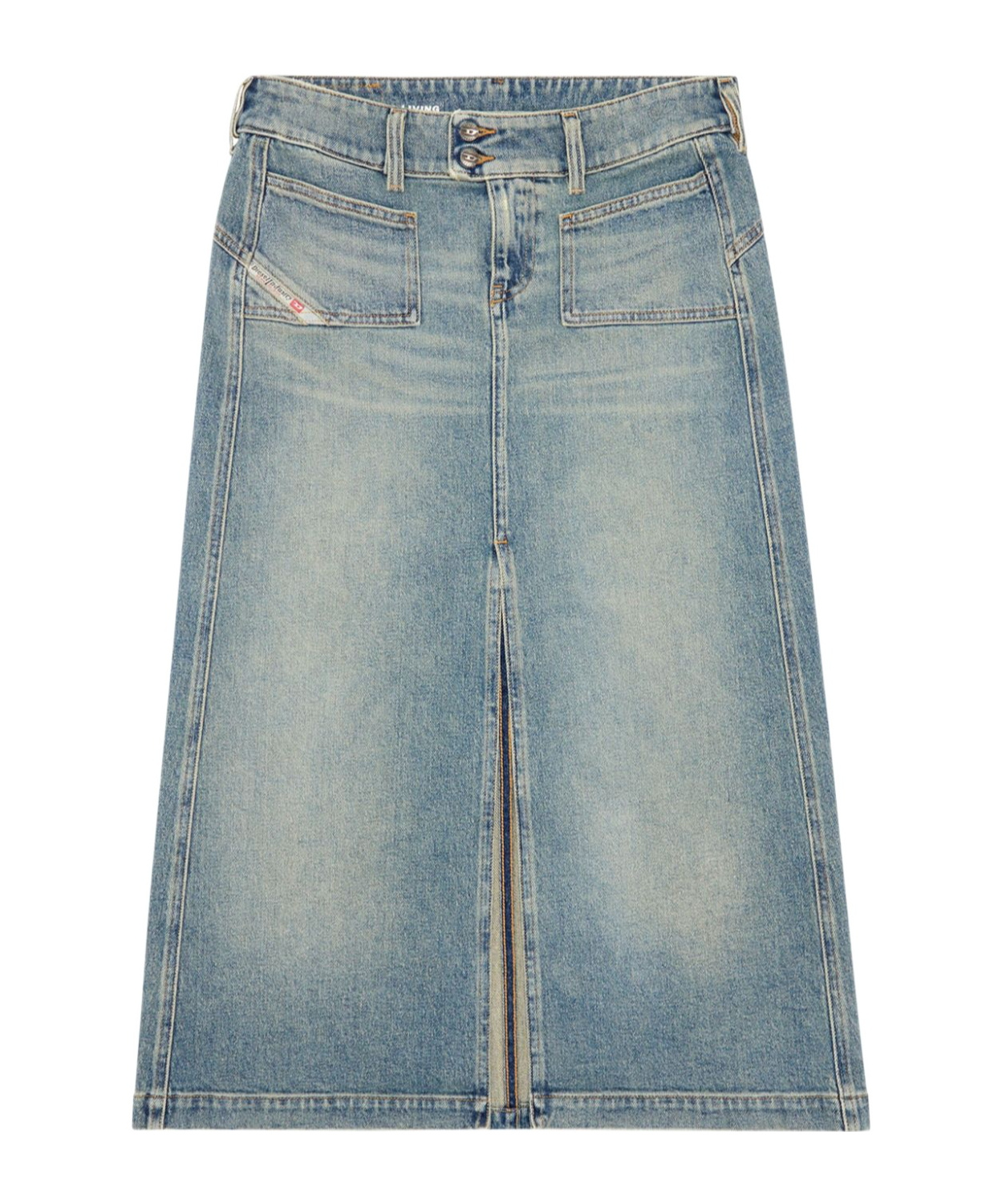 DIESEL DE-HUSH DENIM MIDI SKIRT 