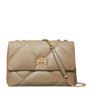Tory Burch Brown Kira Diamond Quilt Convertible Soft Leather Bag In Nude