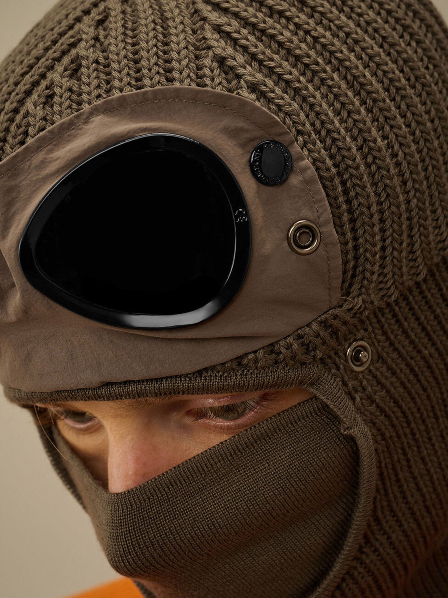 C.p. Company Merino Wool Balaclava Goggle Lenses In Gray
