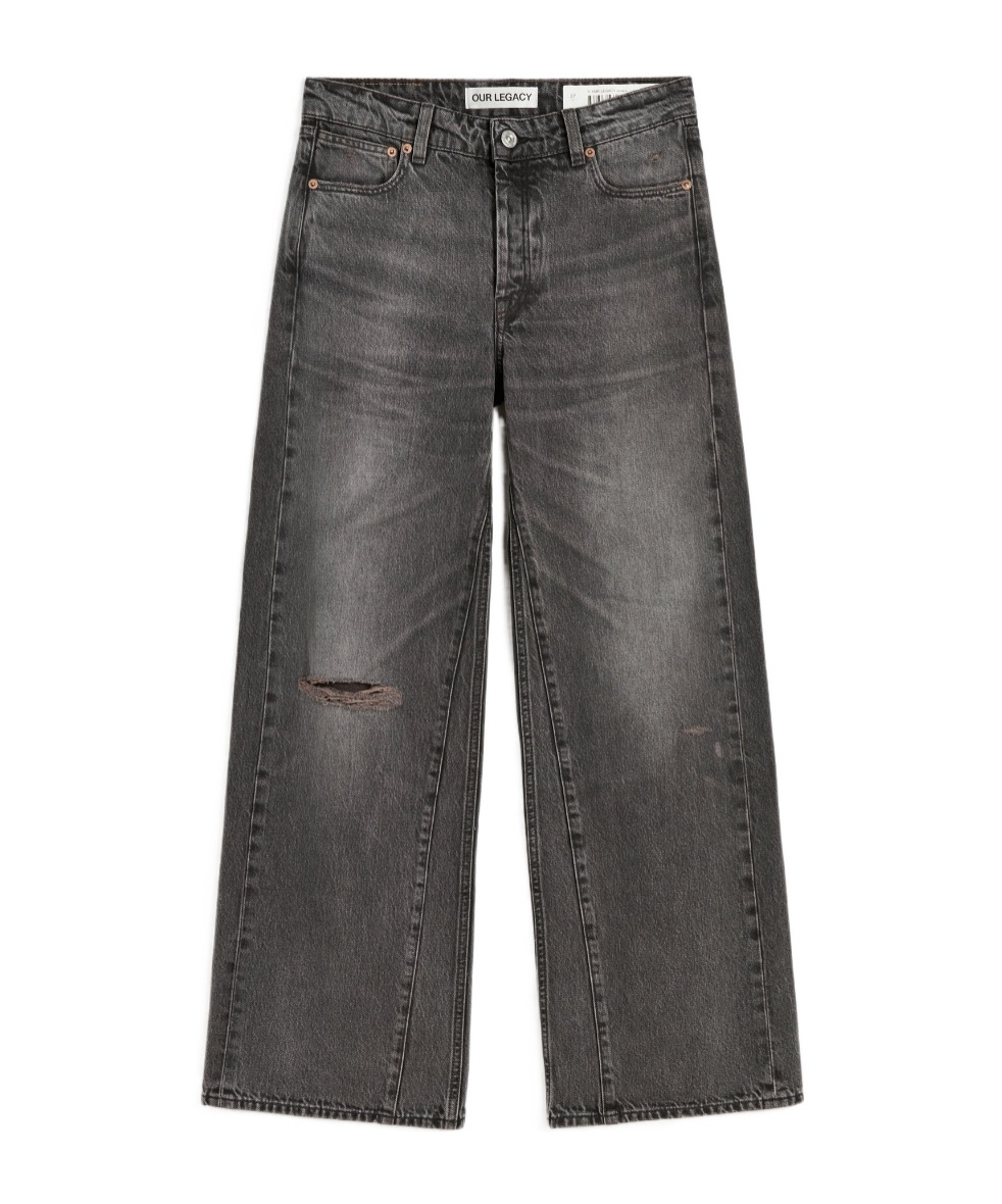 Our Legacy Distressed Wide-leg Jeans With Faded Black Wash In Black
