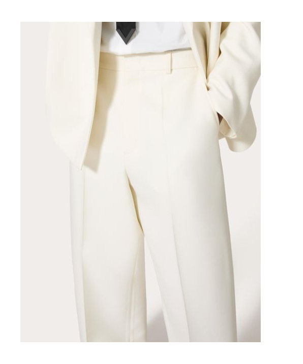 Valentino Virgin Wool-blend Trousers In White