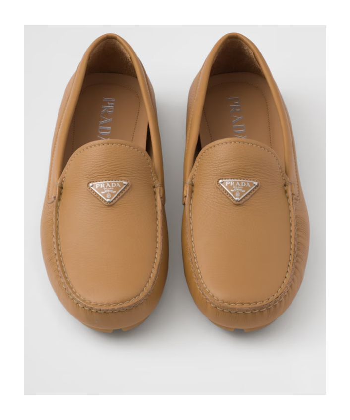 Prada Logo Details Loafers In Neutral Color