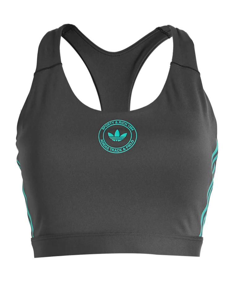 Adidas Originals Racerback Logo Cropped Sports Bra In Black