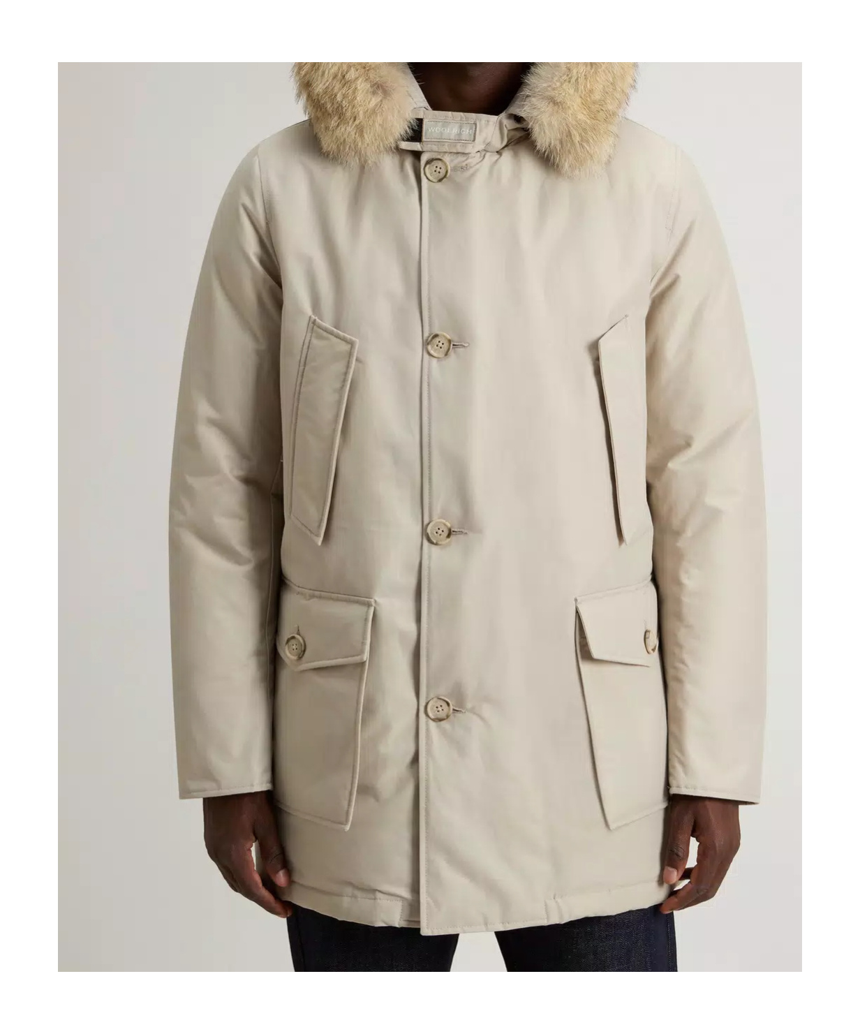 Woolrich Arctic Parka In Ramar Cloth With Detachable Fur Trim In Brown