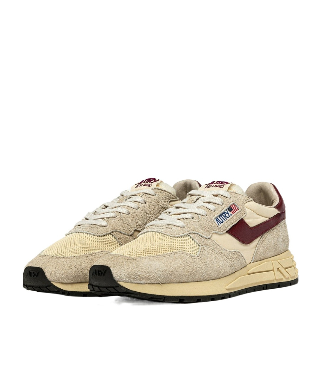 Autry Low Suede Net Sneakers With Contrast Panel In Neutral