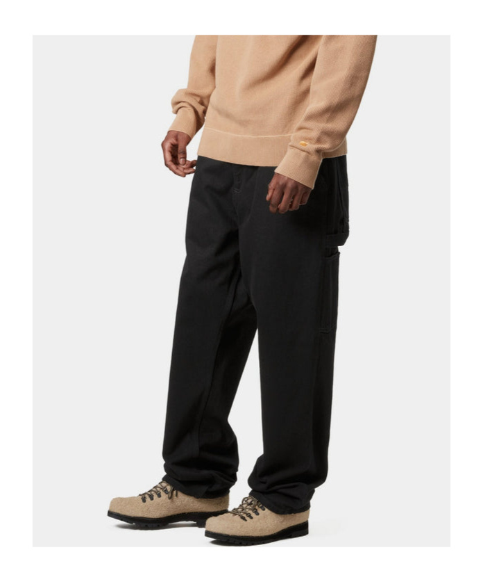 Carhartt Wip Single Knee Pant Black Rinsed In Organic Cotton In Black