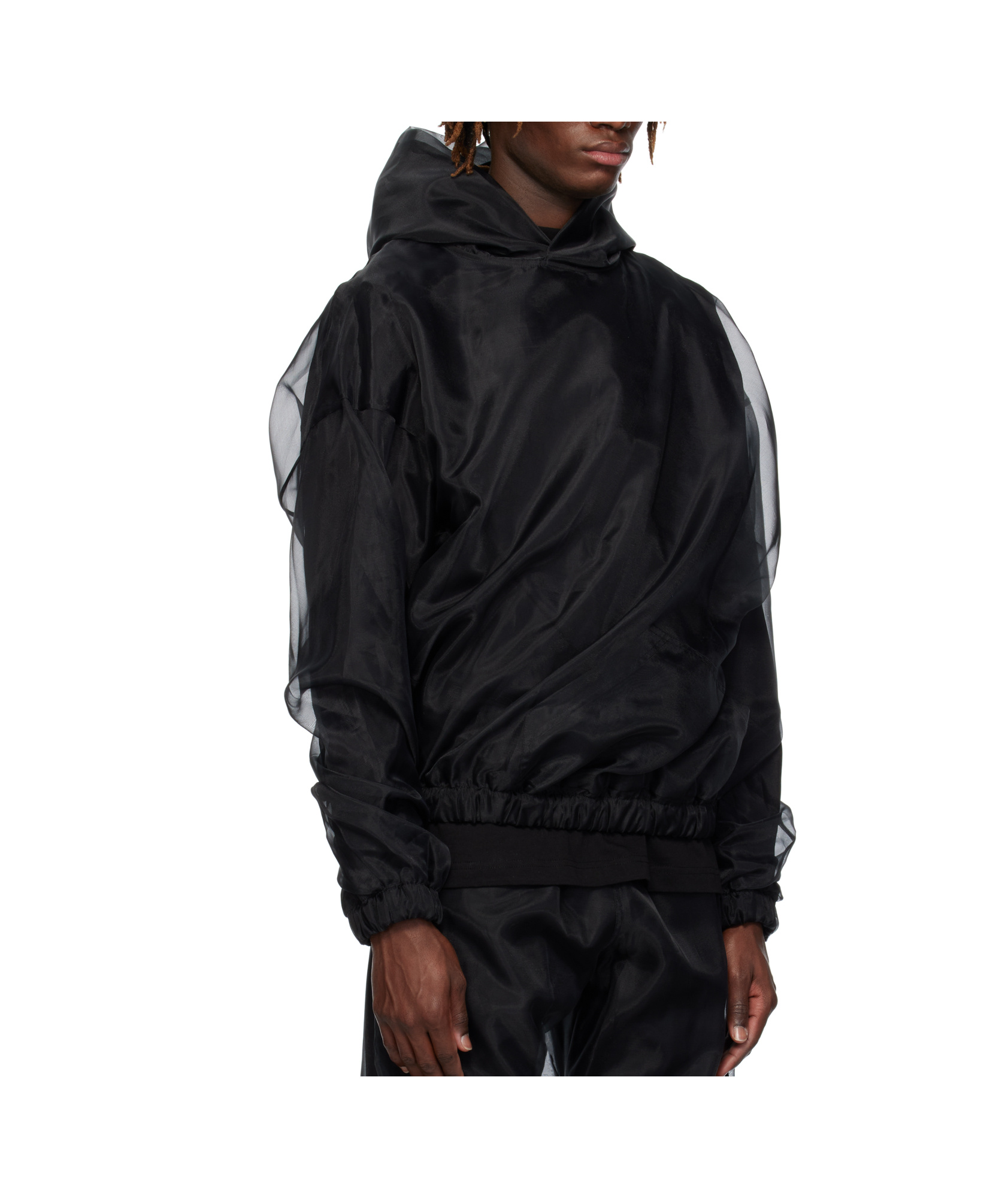 We11 Done Long-sleeved Hooded Sweatshirt In Black