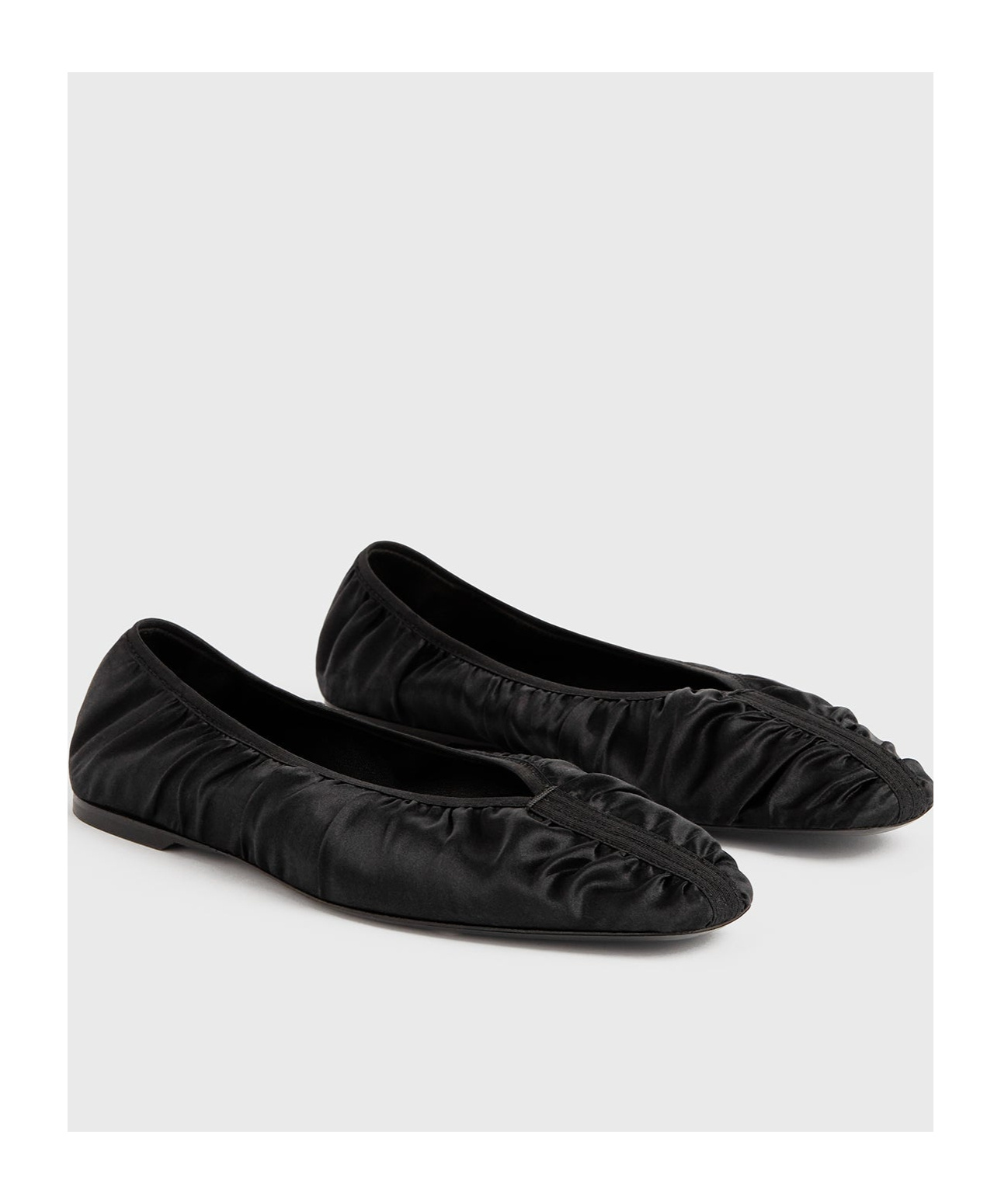 Totême Womens Black The Gathered Square-toe Satin Flats In Black