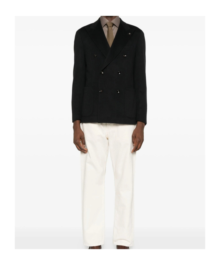 Tagliatore Double-breasted Wool Jacket In Black
