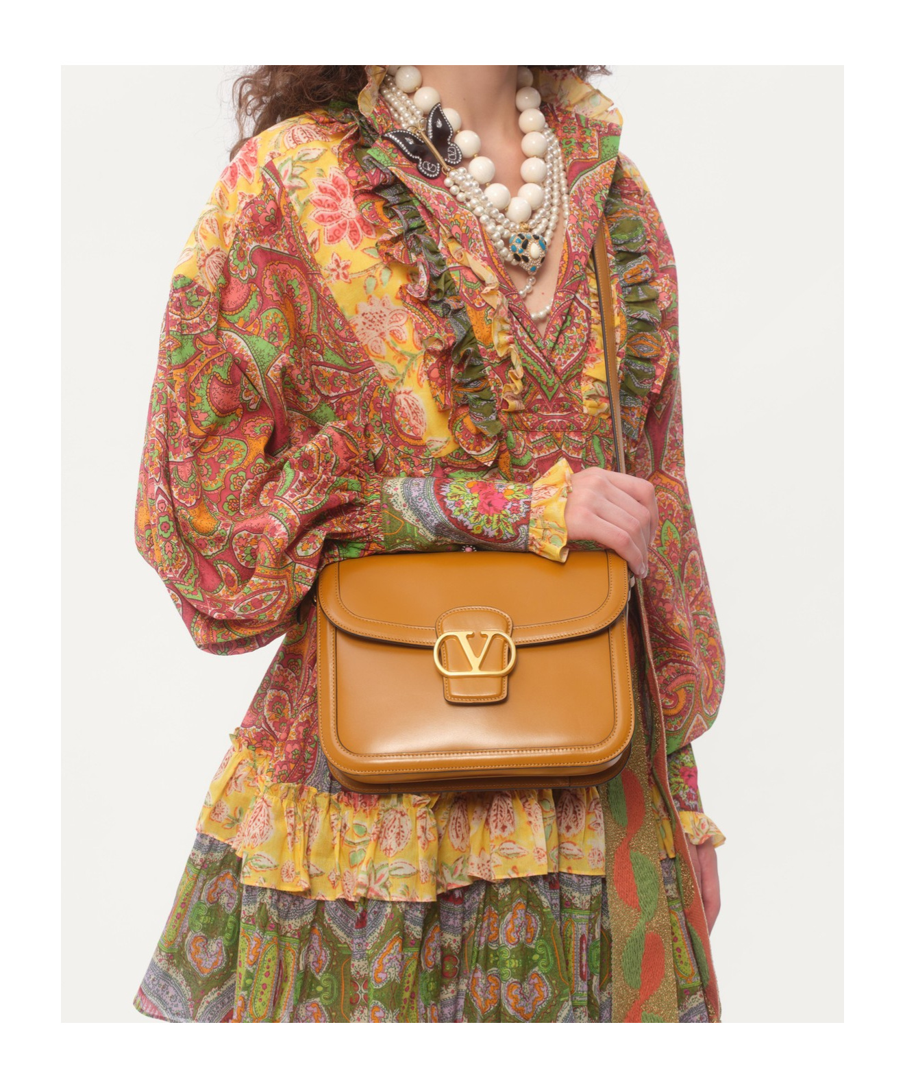 Valentino Kurzes Kleid Aus Voyage Imaginaire Kaschmir-musselin Frau Multicolor 44 In Brown