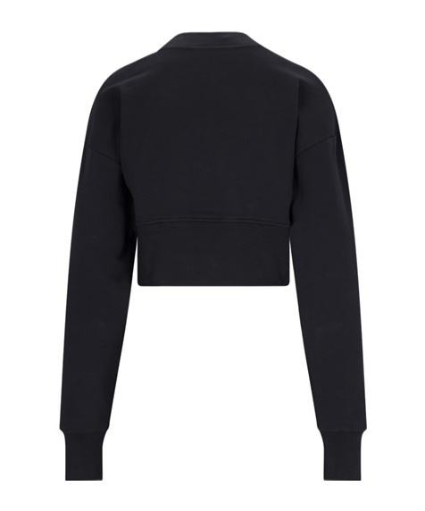 Balmain Women Logo Organic Cotton Cropped Sweatshirt In Black