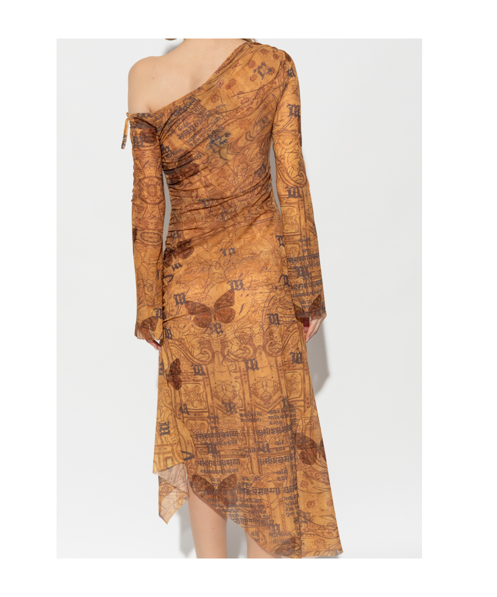 Misbhv Abstract-pattern Print Midi Dress In Brown