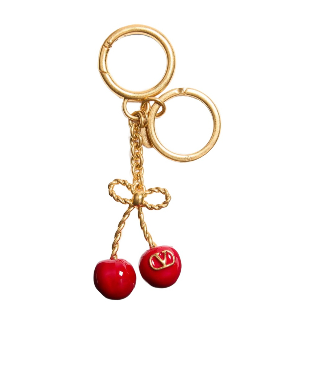 Valentino "cherryfic" Keychain Bag Charm In Gold