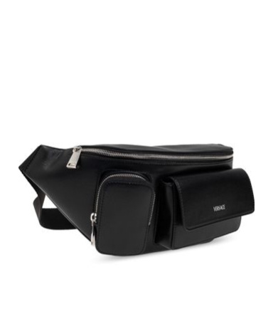 VERSACE LOGO-LETTERING LEATHER BELT BAG