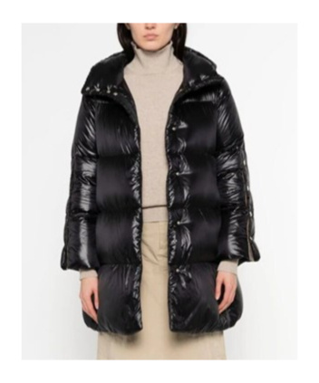 Herno Quilted Hooded Down Coat In Black