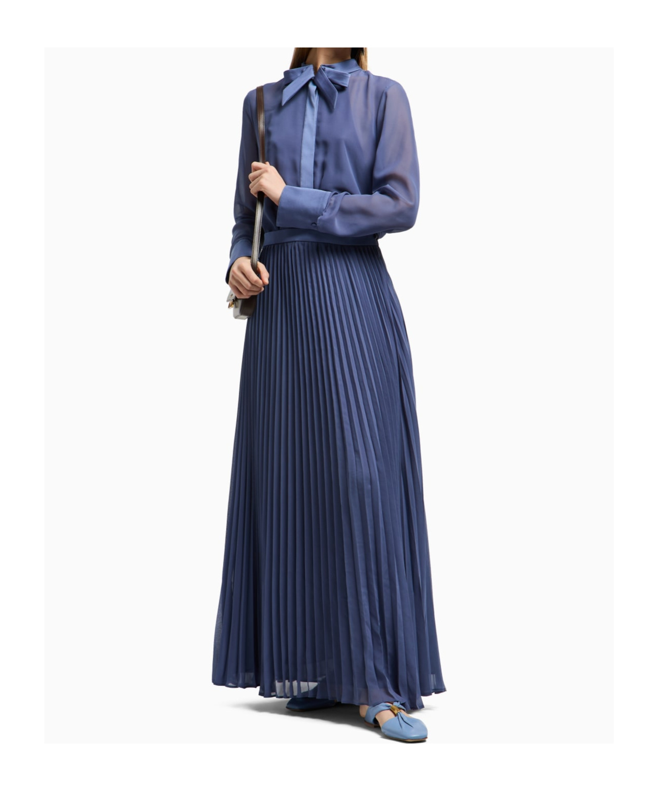 EMPORIO ARMANI EMPORIO ARMANI BOW-DETAILED PLEATED SHIRT DRESS