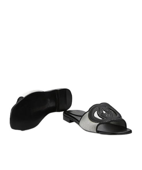 Gucci Slide Sandal With Interlocking G Detail In Black