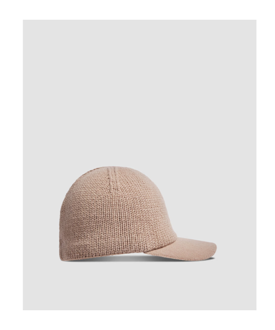Moncler Knit Cotton Baseball Cap In Nude