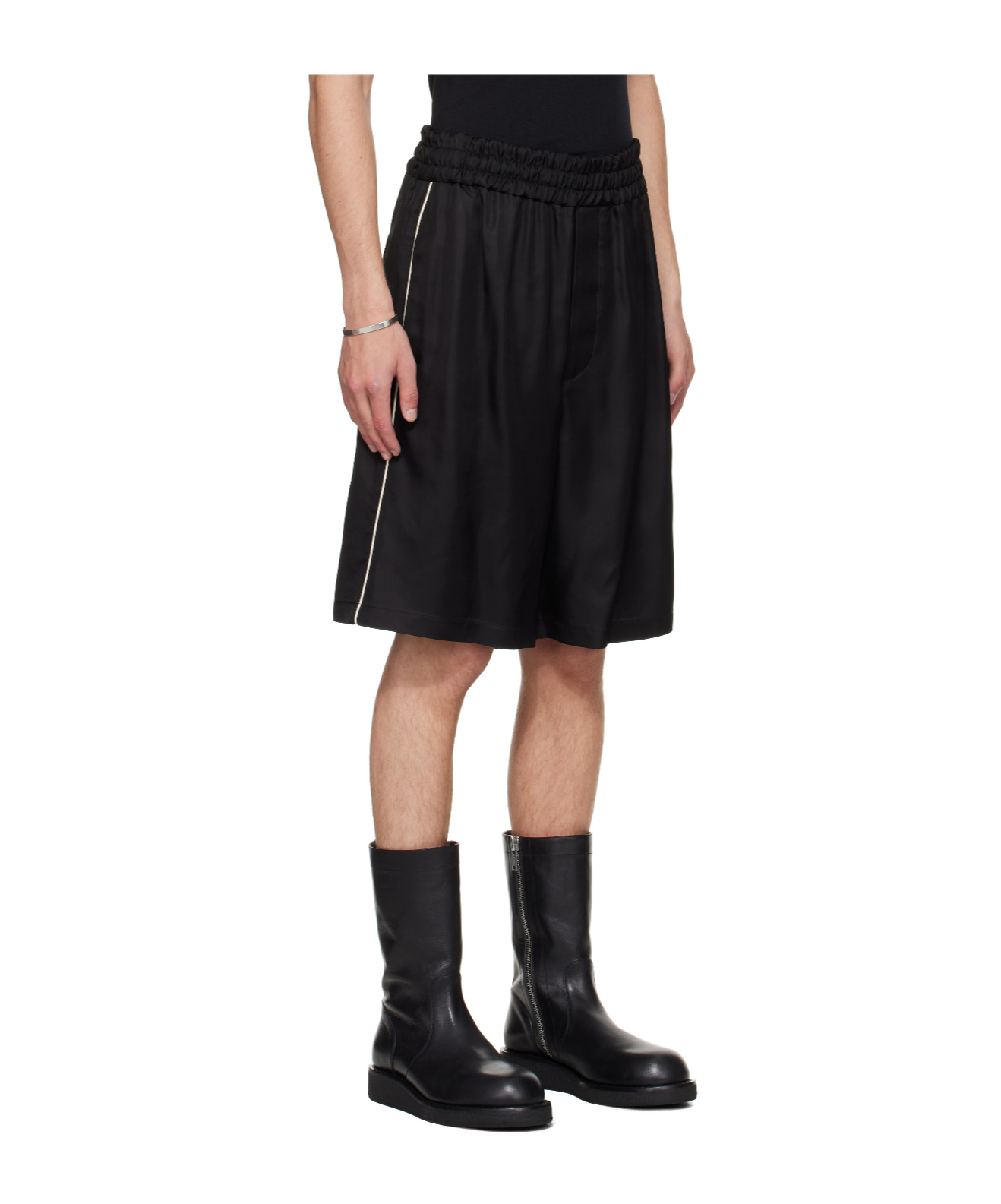 Jil Sander Fluid Viscose Shorts In Black
