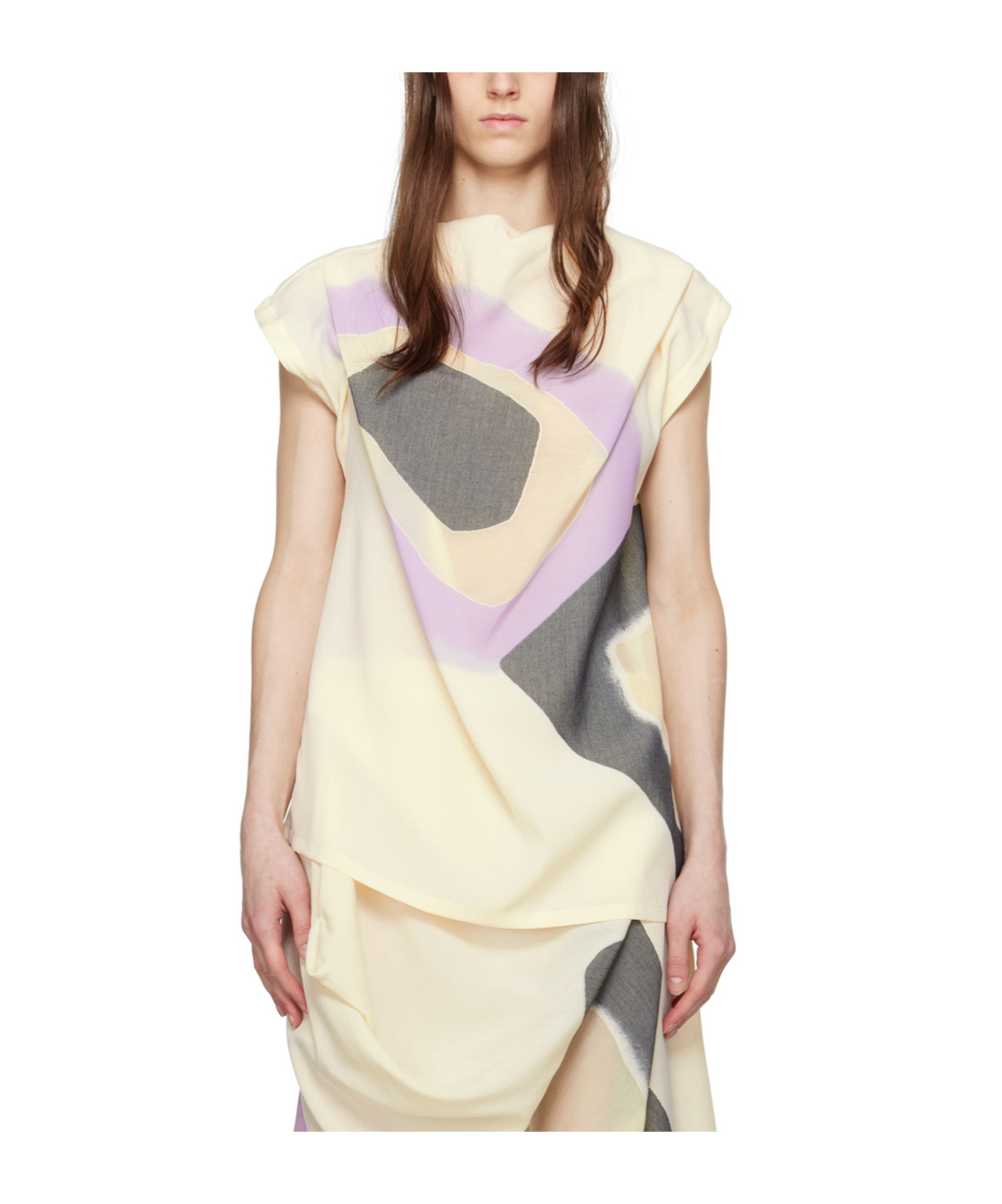 Issey Miyake Asymmetrical Design T-shirt In Multicolor