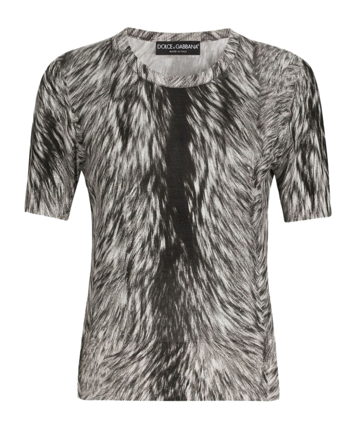 Shop Dolce & Gabbana Fur-print Top In Gray
