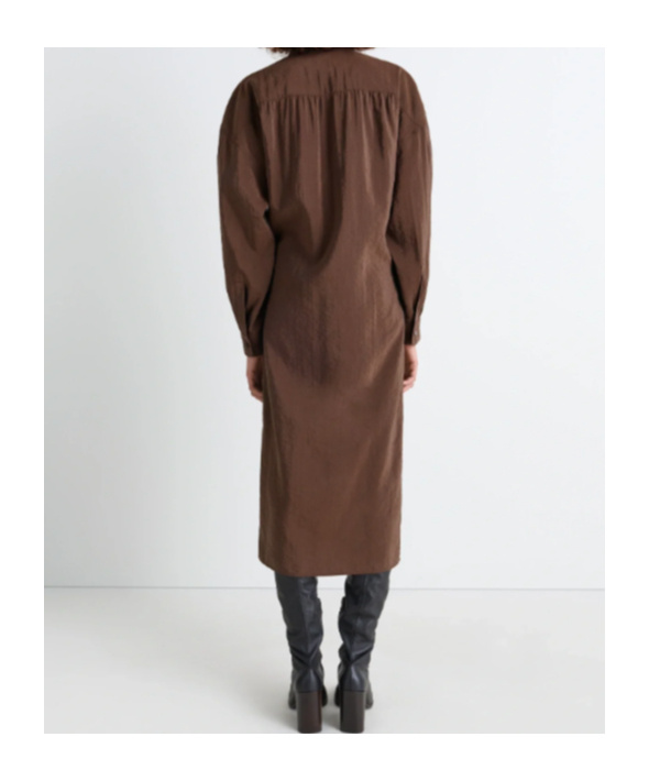 Lemaire Twisted Dress With Straight Collar And Buttons In Burgundy