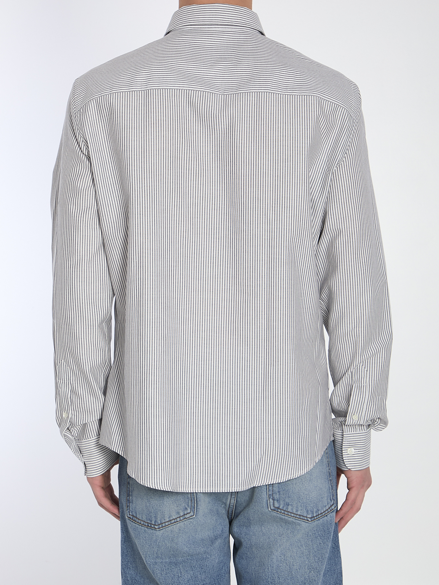 Ami Alexandre Mattiussi Long-sleeved Heart-shaped Shirt In Gray