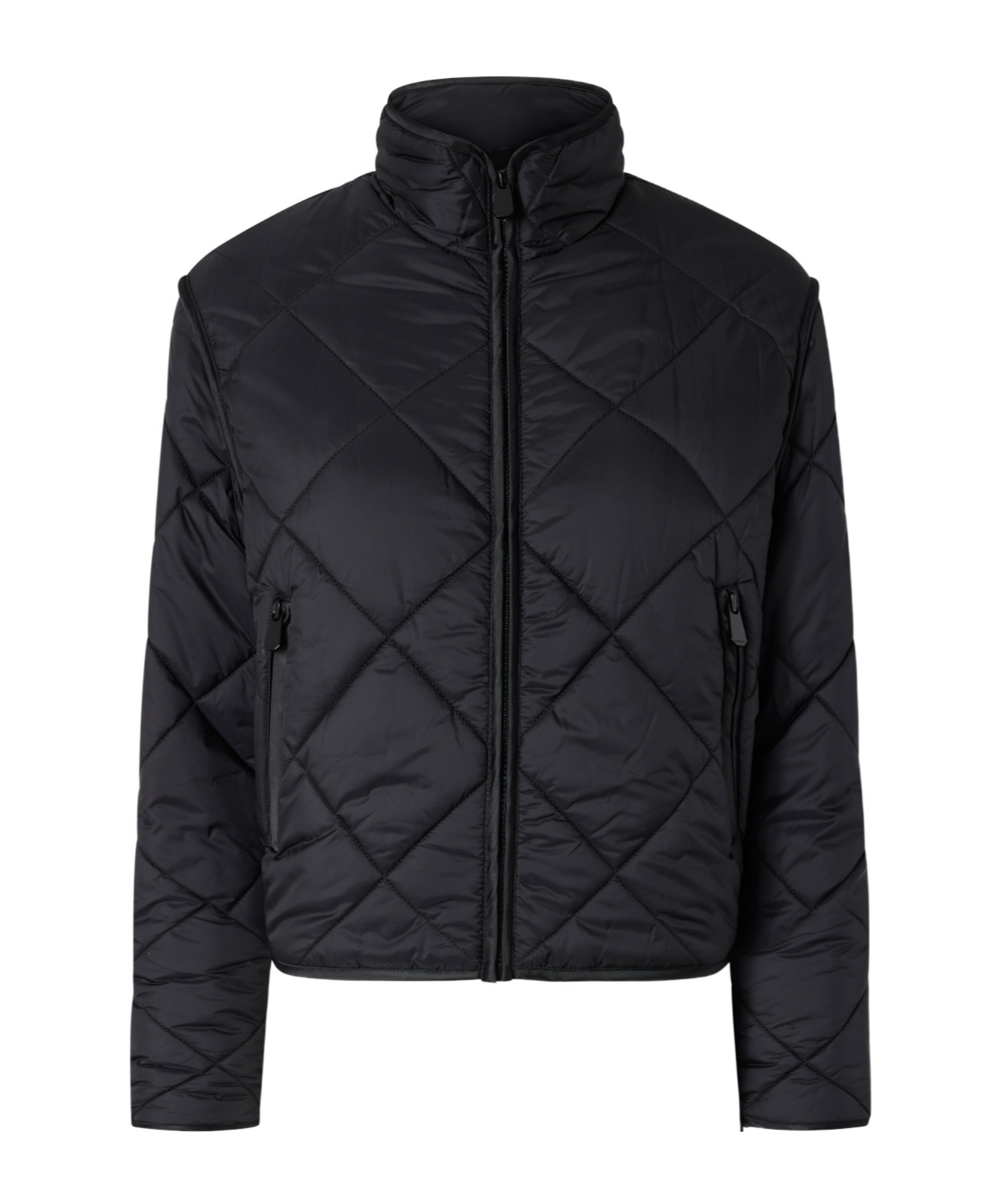 Pinko Quilted Technical Canvas Jacket In Black