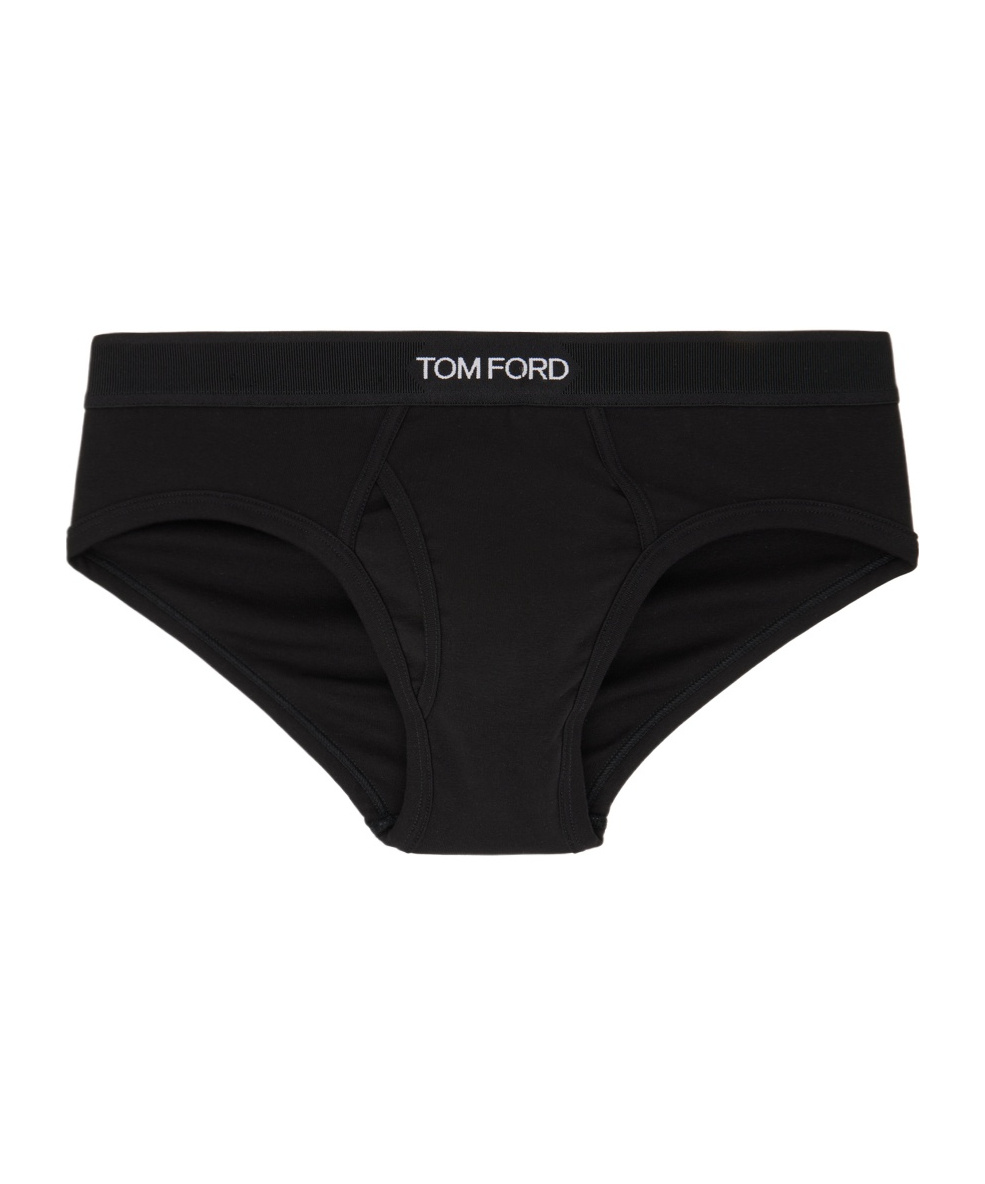 Tom Ford Logo-print Slim-fit Stretch-cotton Briefs In Black