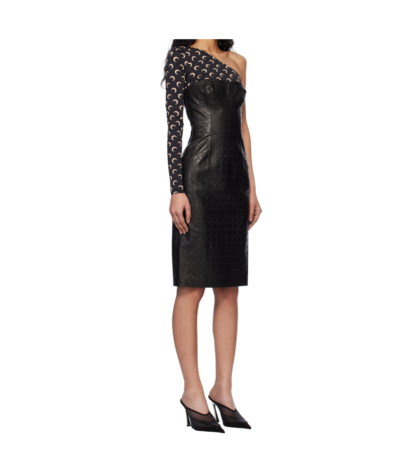 Marine Serre One Shoulder Dress In Black