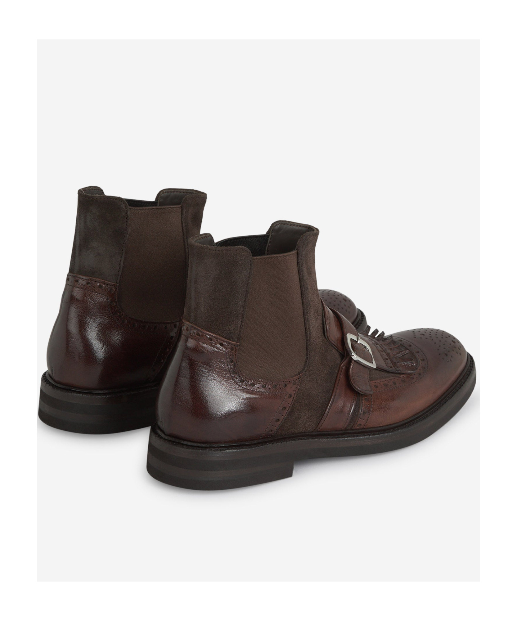 Green George Leather Buckle Ankle Boots In Black