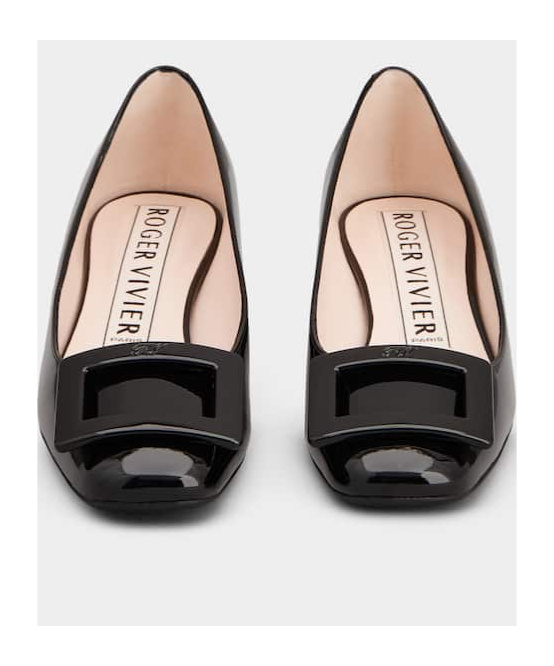 Roger Vivier Square Button Ballet Shoes In Black