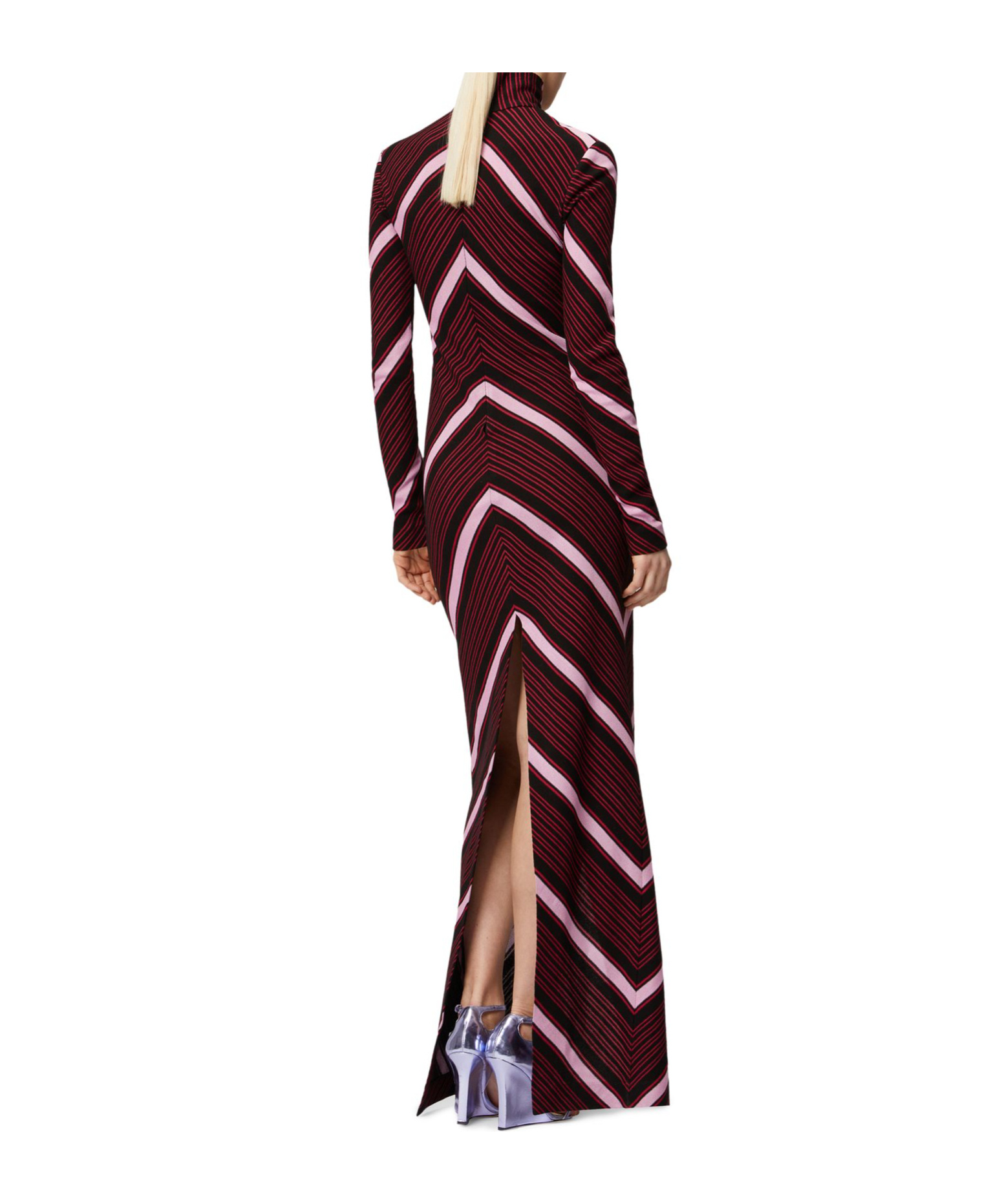 Missoni High Collar Long Sleeve Dress In Brown