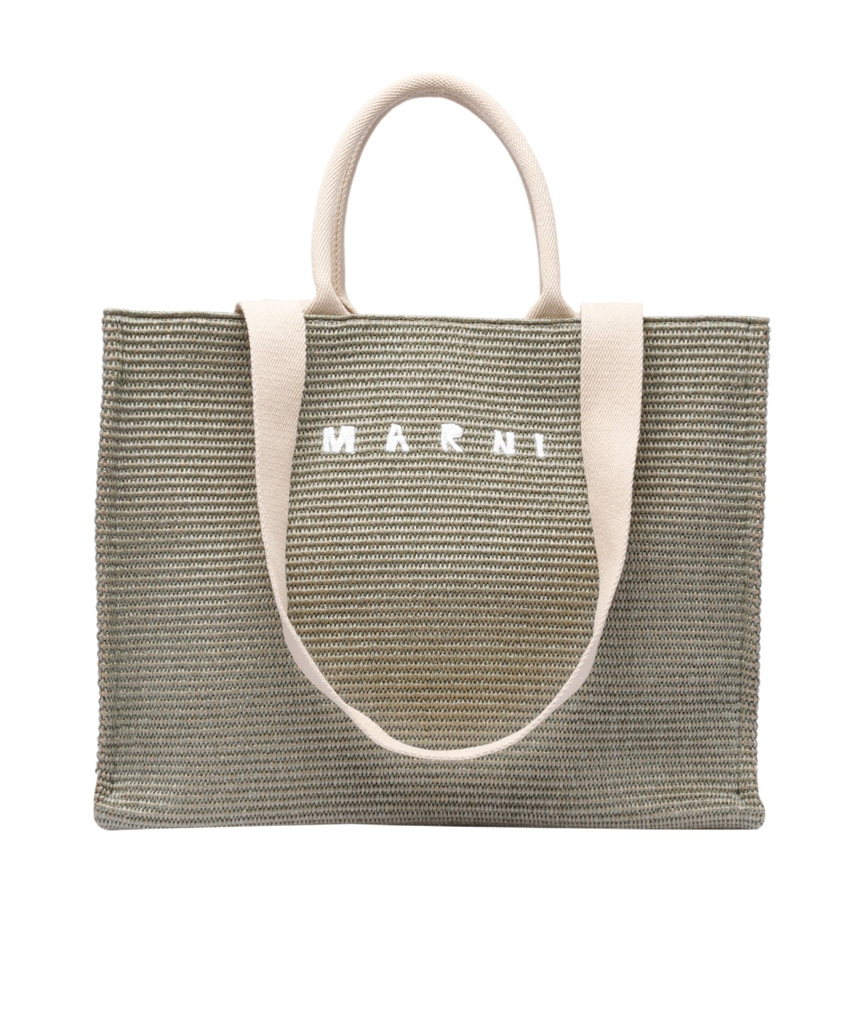 Marni Large Raffia Effect Tote Bag In Multicolor