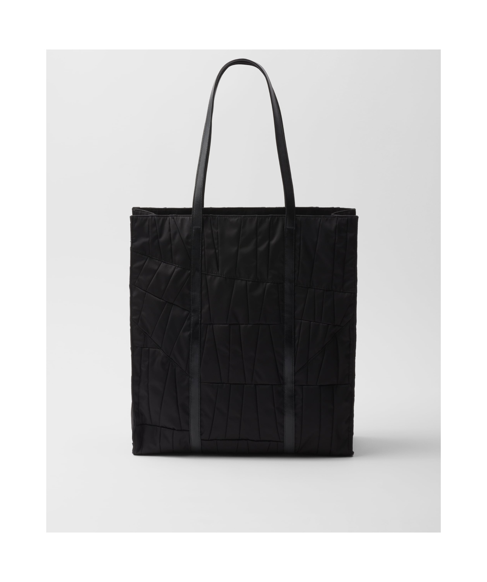 Shop Prada Large Re-nylon Patchwork Tote Bag With Embroidery In Black