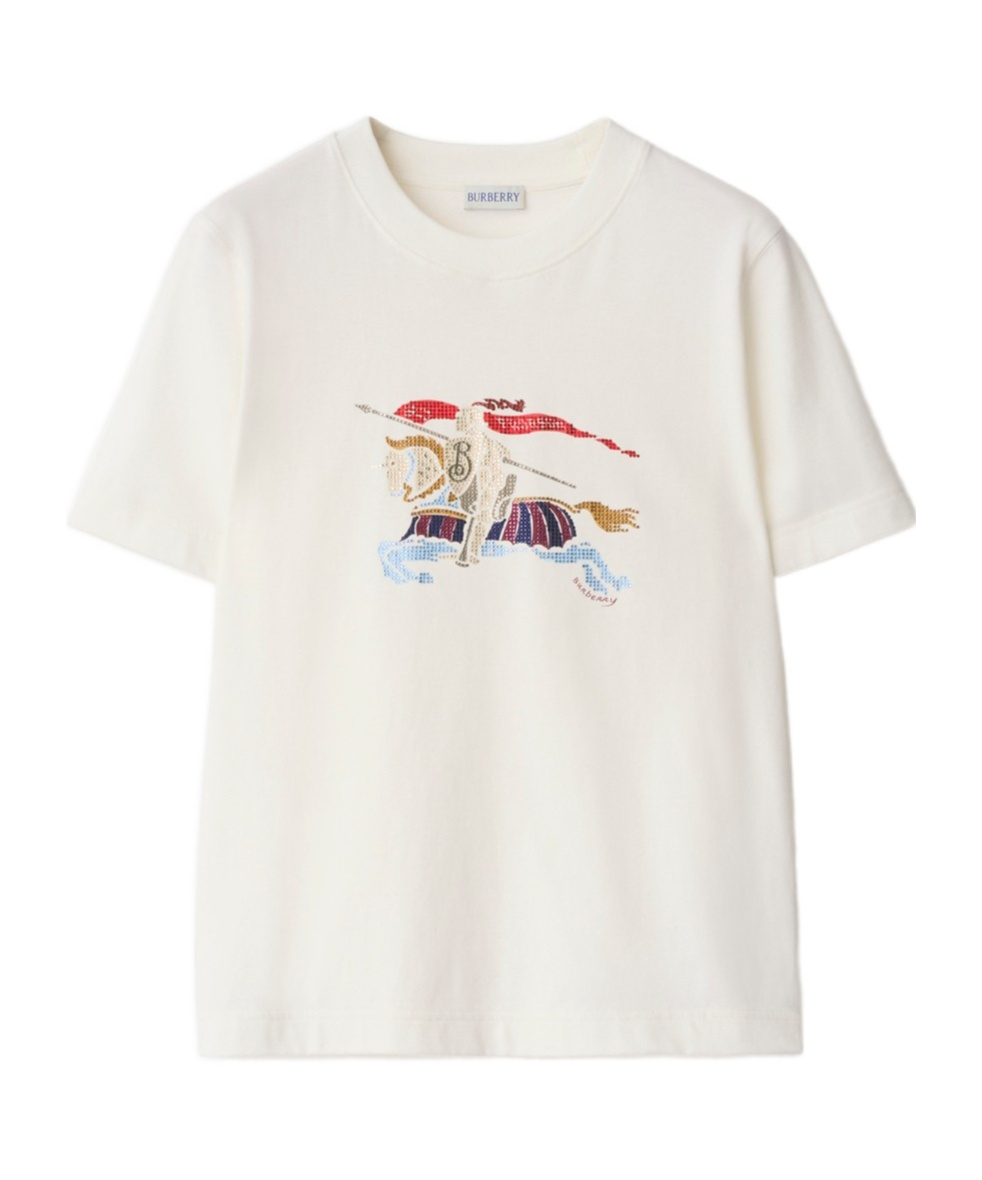 Burberry Graphic Print Crew Neck Short Sleeve Top In White