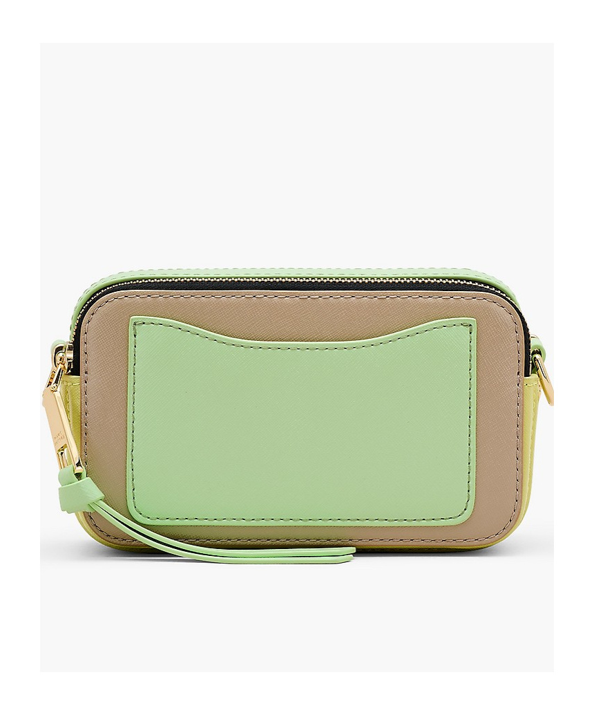 Marc Jacobs Beige And Acid Green Leather The Snapshot Crossbody Bag In Nude