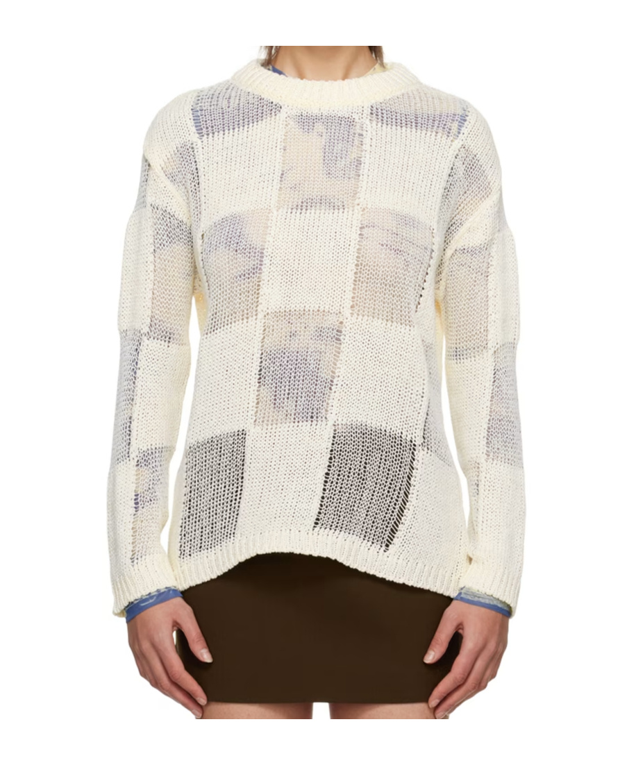 Open Yy Open-knit Sweater In White