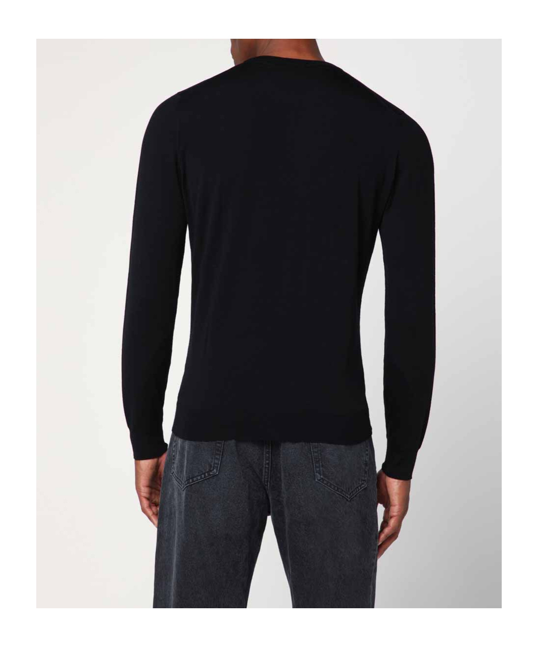 Drumohr Round-neck Long-sleeve Sweater In Black
