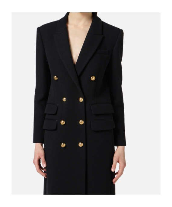 Elisabetta Franchi Double-breasted Coat In Black