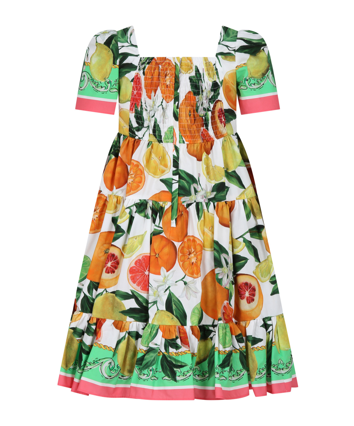 Shop Dolce & Gabbana Lemon  Orange-print Cotton Dress In Multicolor